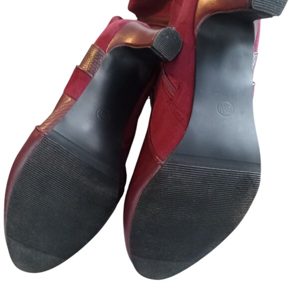 Beauty In Boots Ashley Stewart's 8W Red Wine Snake Print Boots - Picture 11 of 11